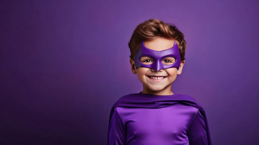 un-jeune-garçon-qui-porte masque super heros